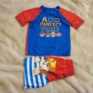 NICKELODEON PAW PATROL 2-PIECE SWIM TRUNKS AND RASHGUARD, SIZE 3T